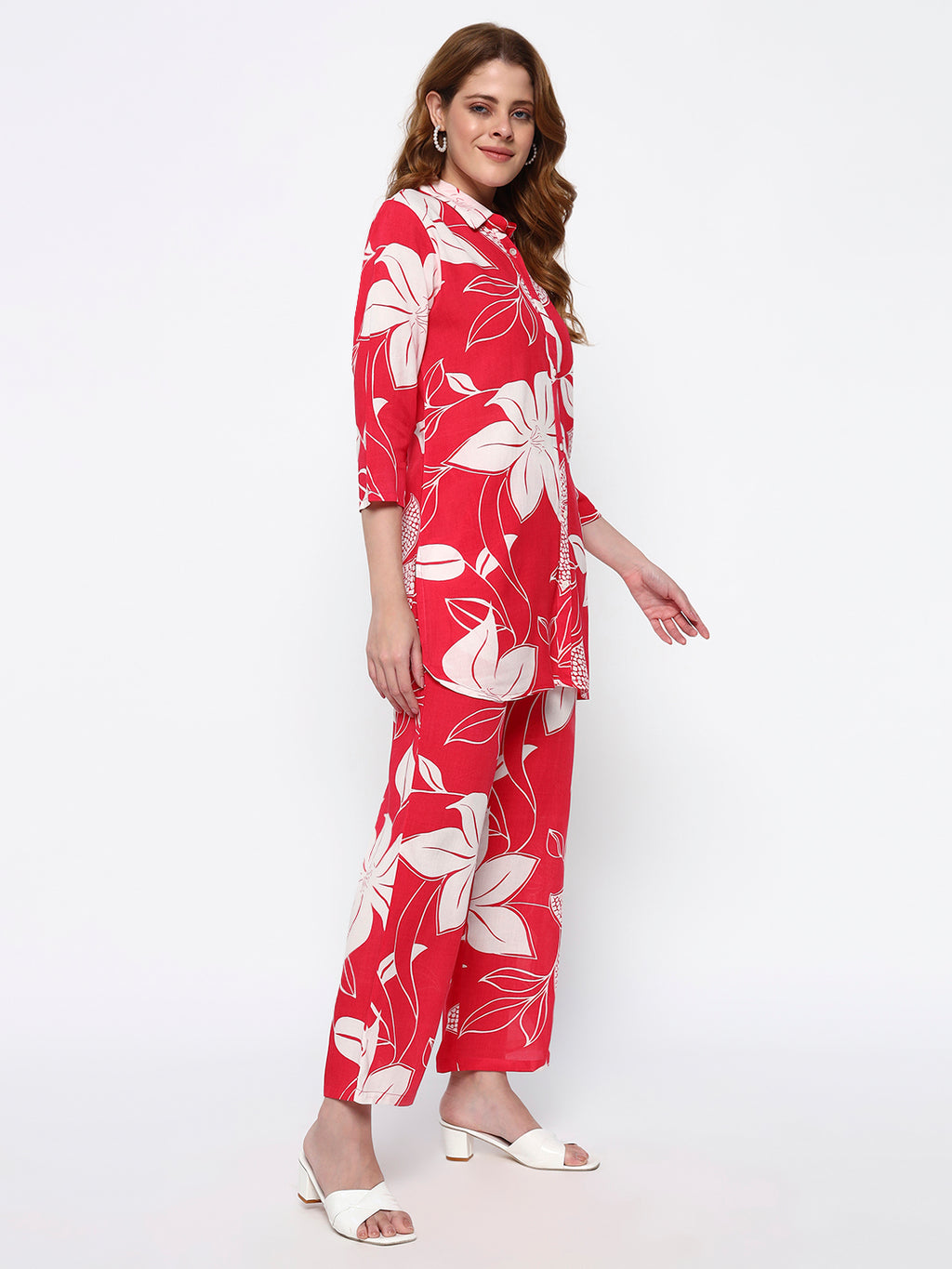 Pink Floral Printed Cotton Blend Co-Ord Set (Copy)