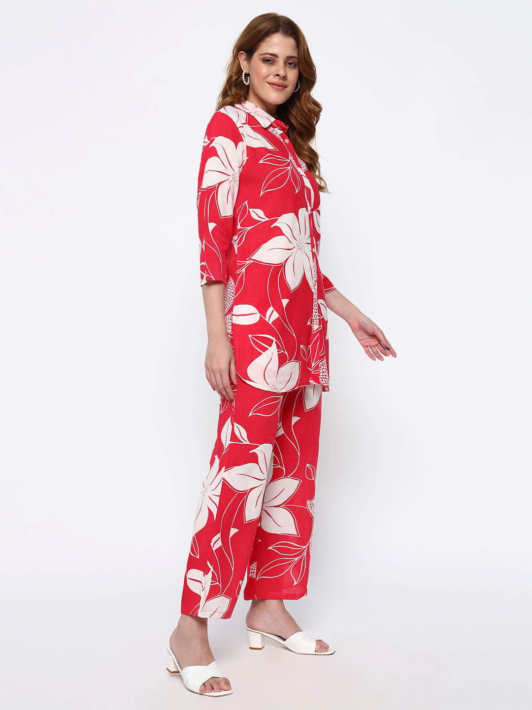 Pink Floral Printed Cotton Blend Co-Ord Set (Copy)