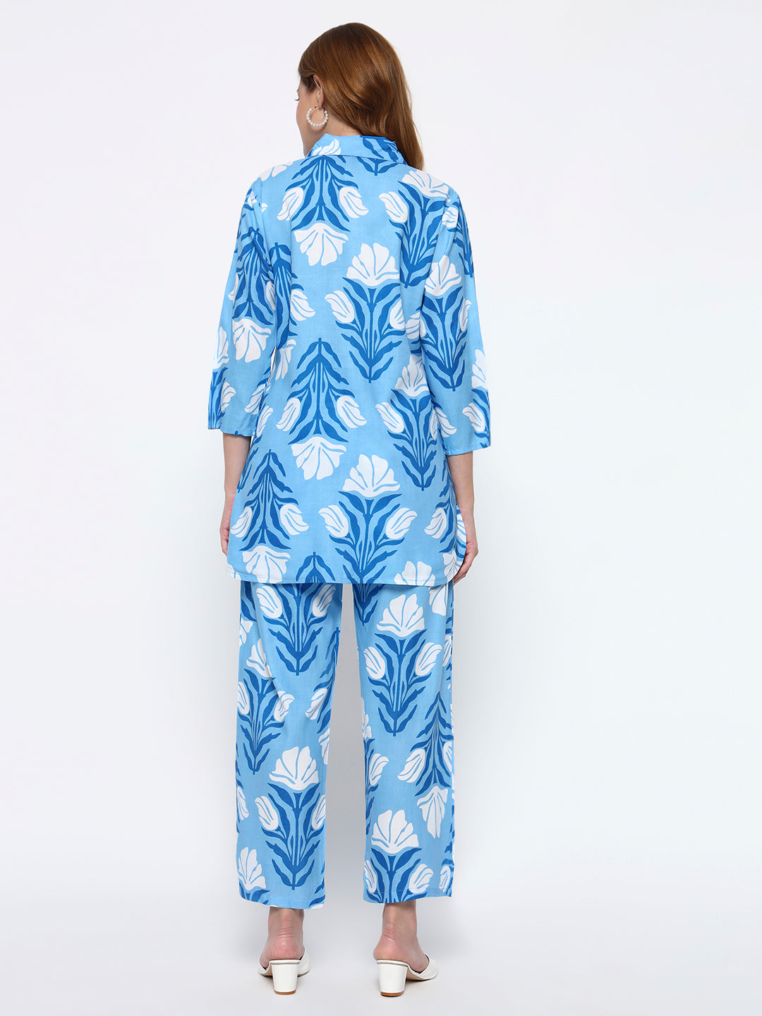 Blue Printed Rayon Blend Co-Ord Set