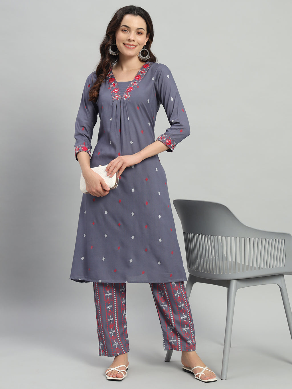 Gary Printed Cotton Blend A-line Suit Set