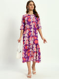 Ethnic Motifs Printed Tiered Fit & Flare Ethnic Dress
