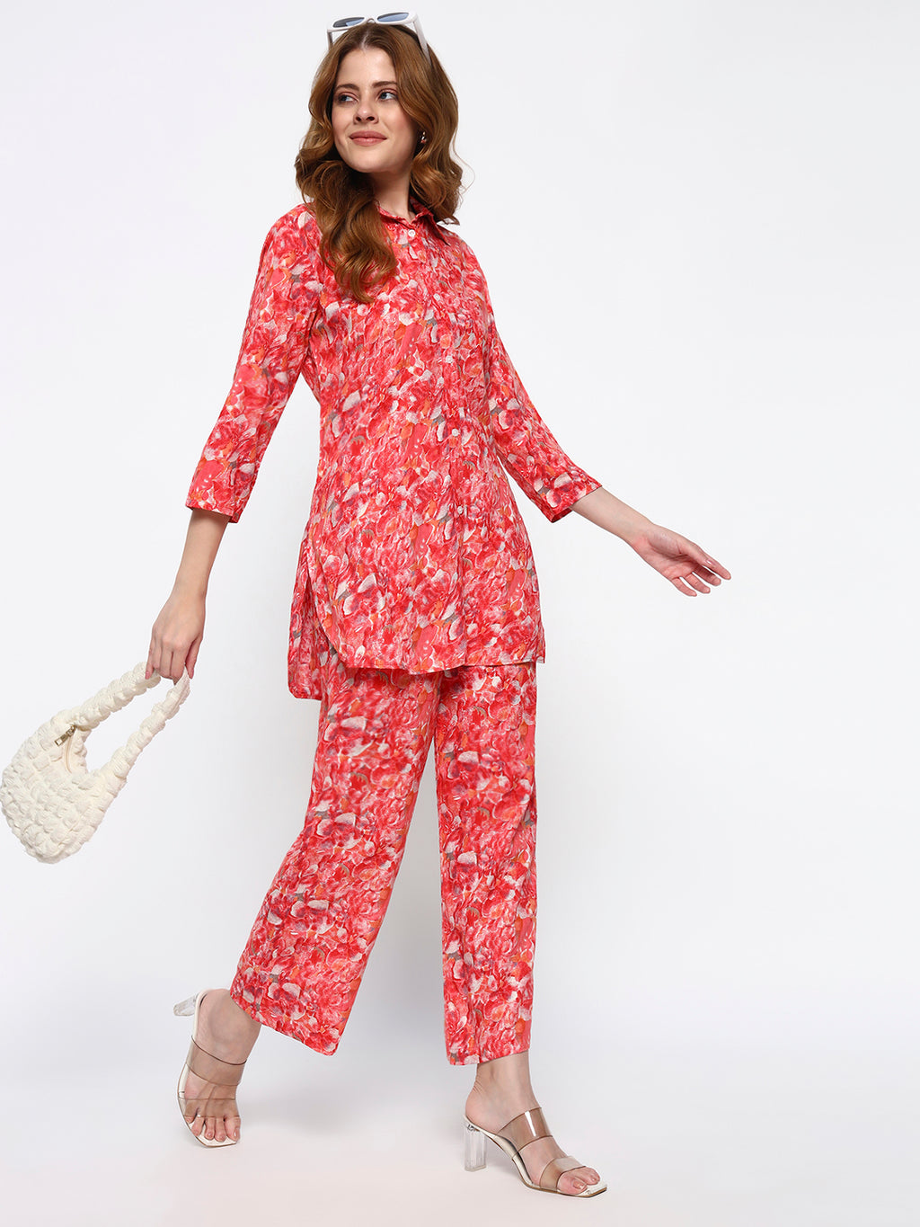 Pink Printed Rayon Blend Co-Ord Set