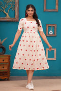 Ethnic Motifs Heart Printed Tiered Fit & Flare Ethnic Dress