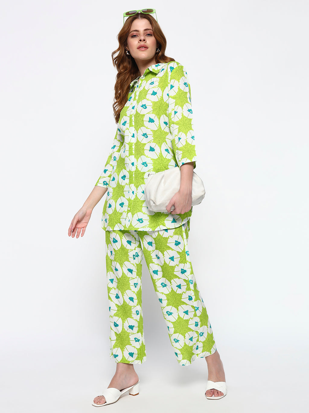 Green Floral Printed Cotton Blend Co-Ord Set (Copy)