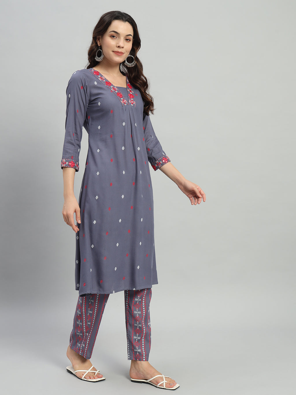 Gary Printed Cotton Blend A-line Suit Set