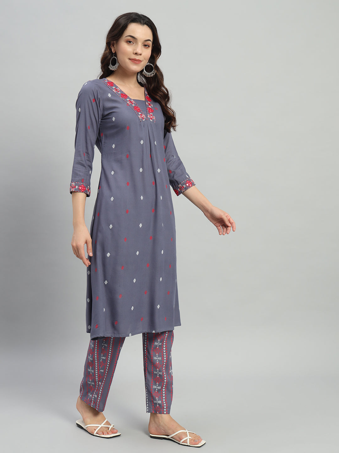 Gary Printed Cotton Blend A-line Suit Set