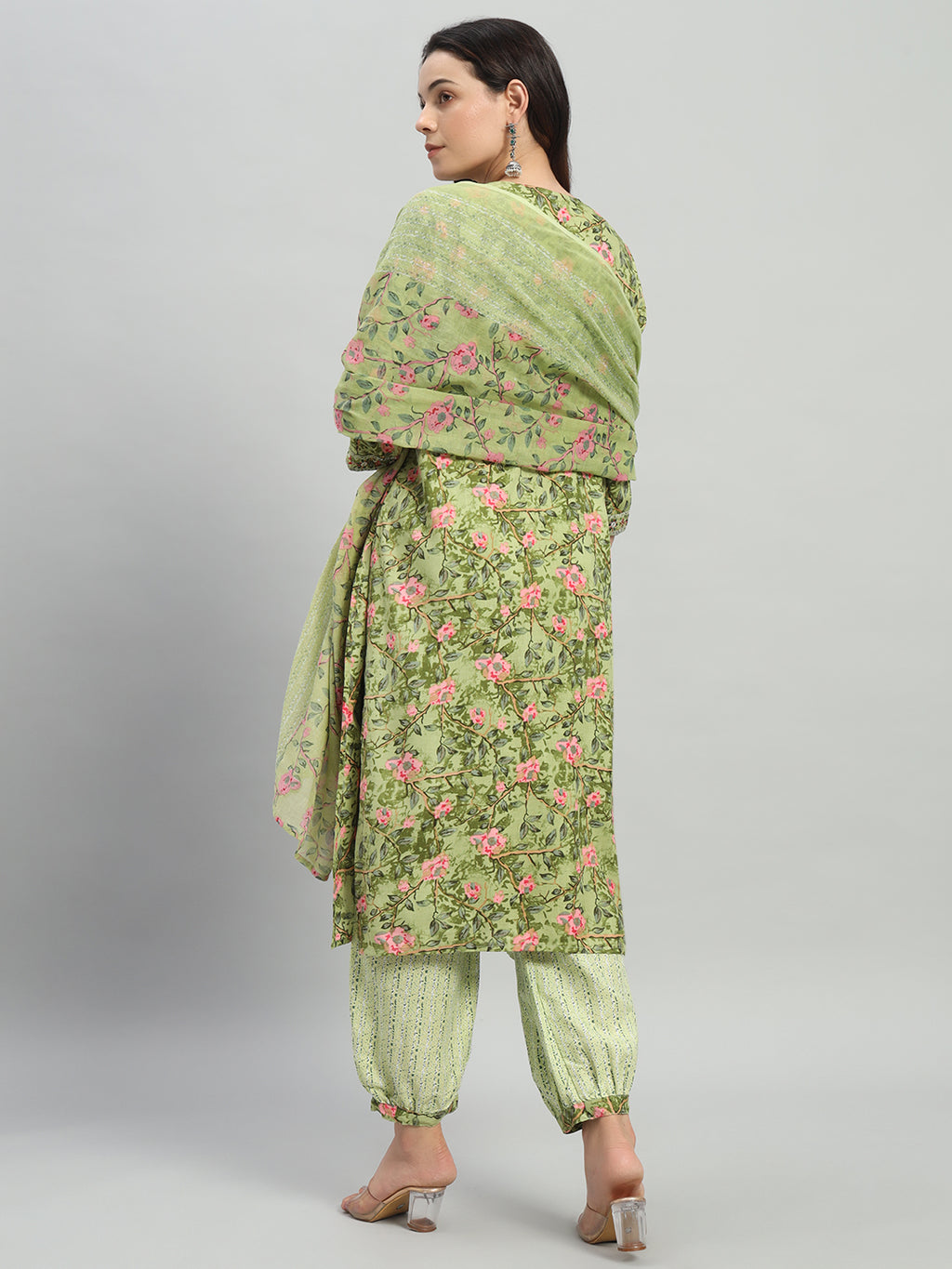 Green Embroidery Cotton Blend Straight Kurta Pant Dupatta Set (Copy)
