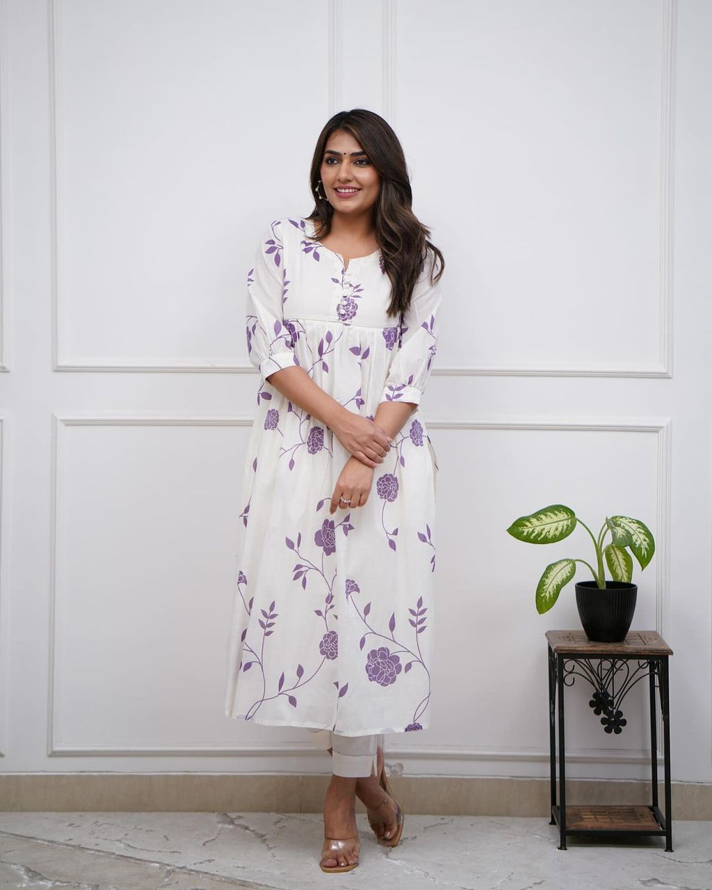 Ethnic Motifs Floral Printed Tiered Fit & Flare Ethnic Dress