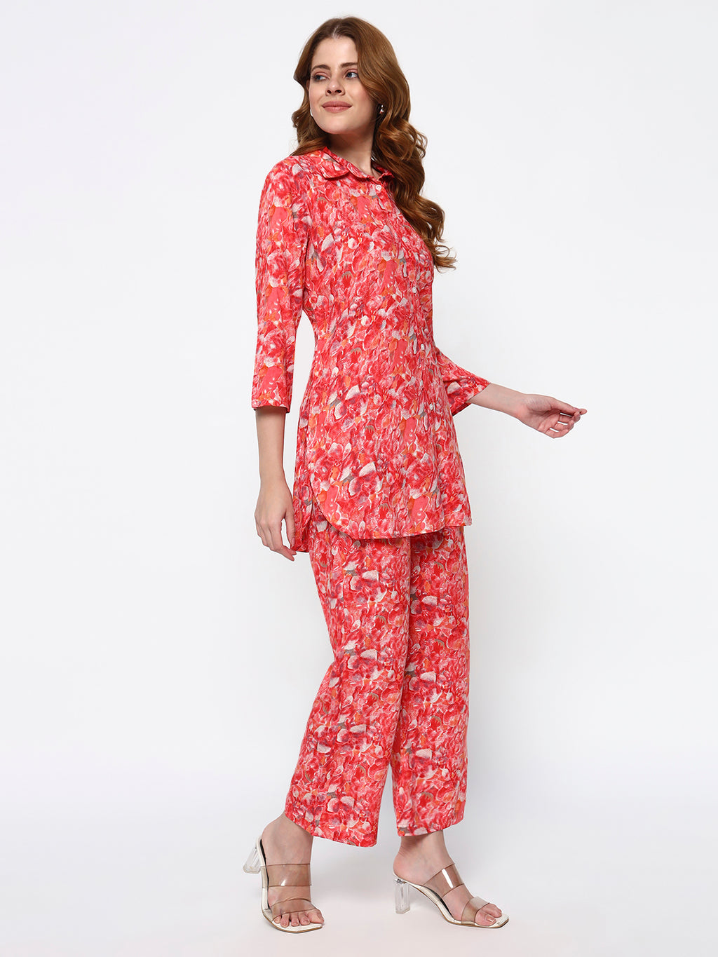 Pink Printed Rayon Blend Co-Ord Set