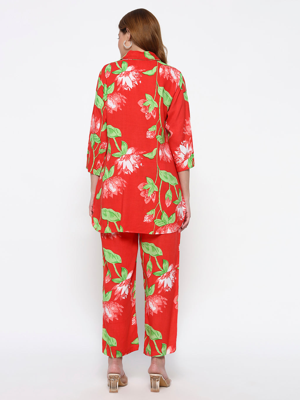 Pink Floral Printed Cotton Blend Co-Ord Set