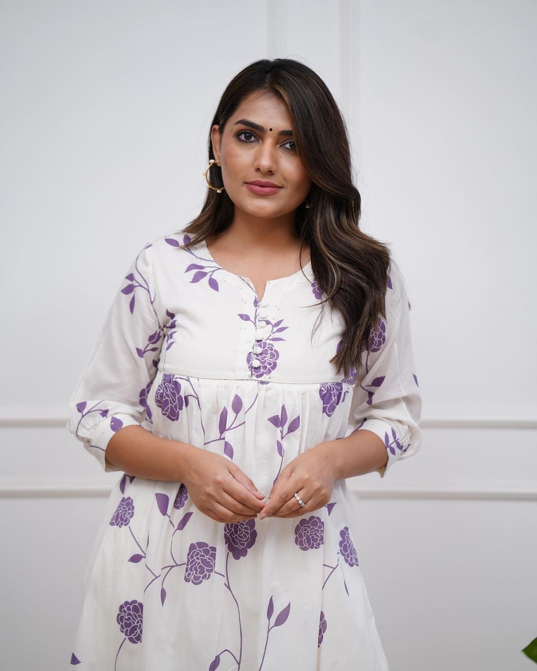 Ethnic Motifs Floral Printed Tiered Fit & Flare Ethnic Dress