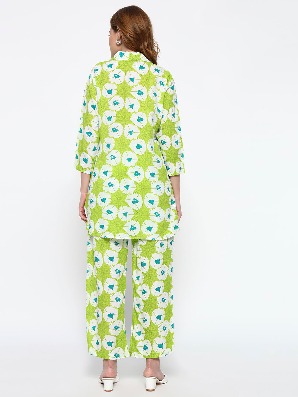 Green Floral Printed Cotton Blend Co-Ord Set (Copy)