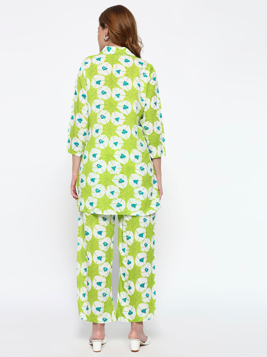 Green Floral Printed Cotton Blend Co-Ord Set (Copy)