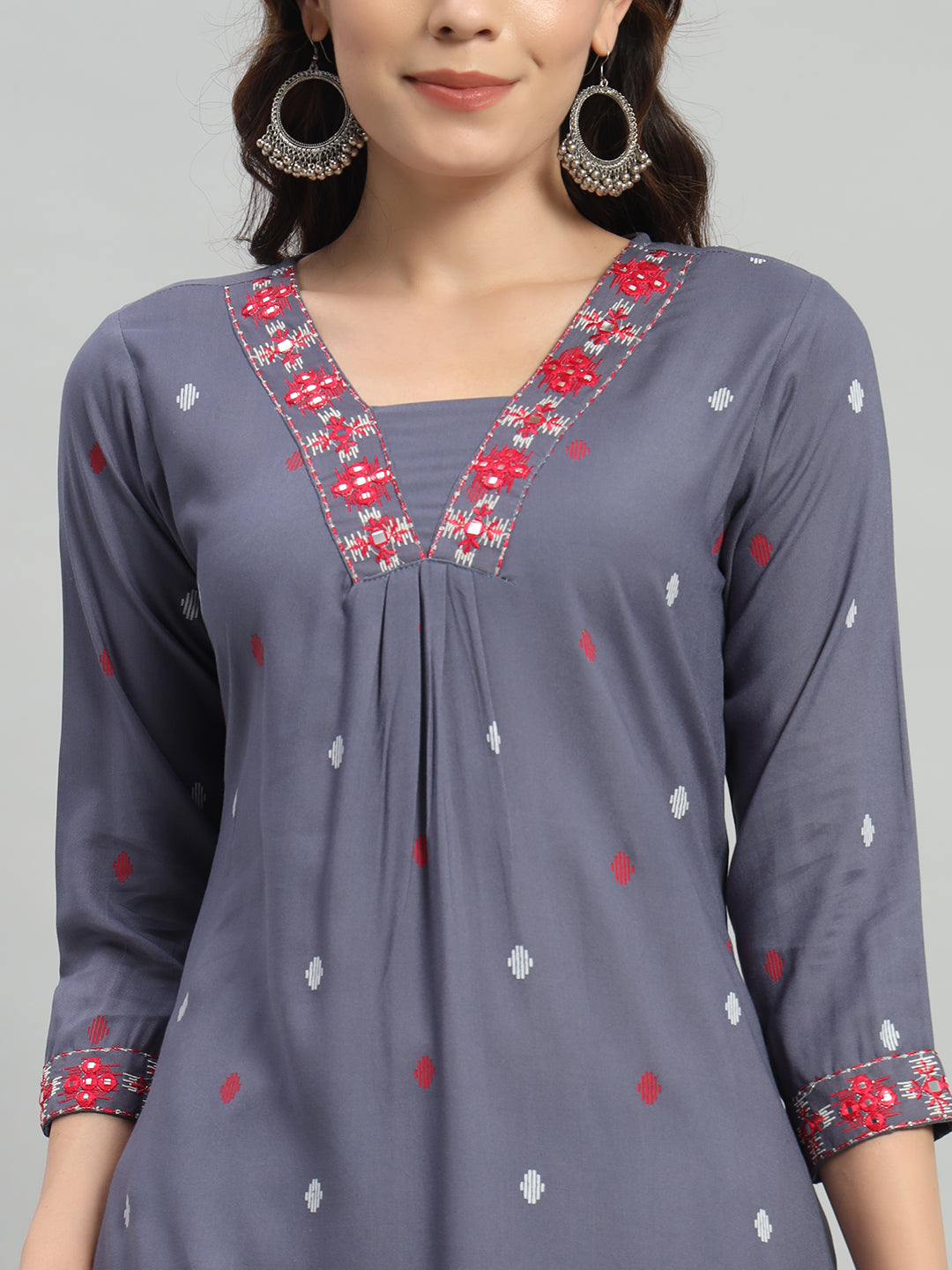 Gary Printed Cotton Blend A-line Suit Set