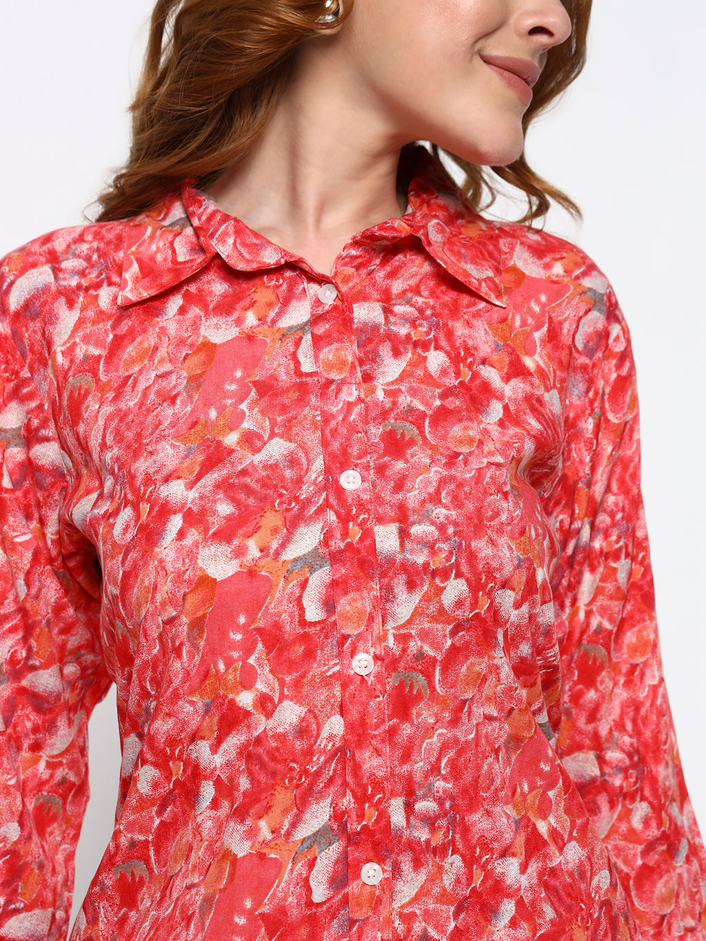 Pink Printed Rayon Blend Co-Ord Set