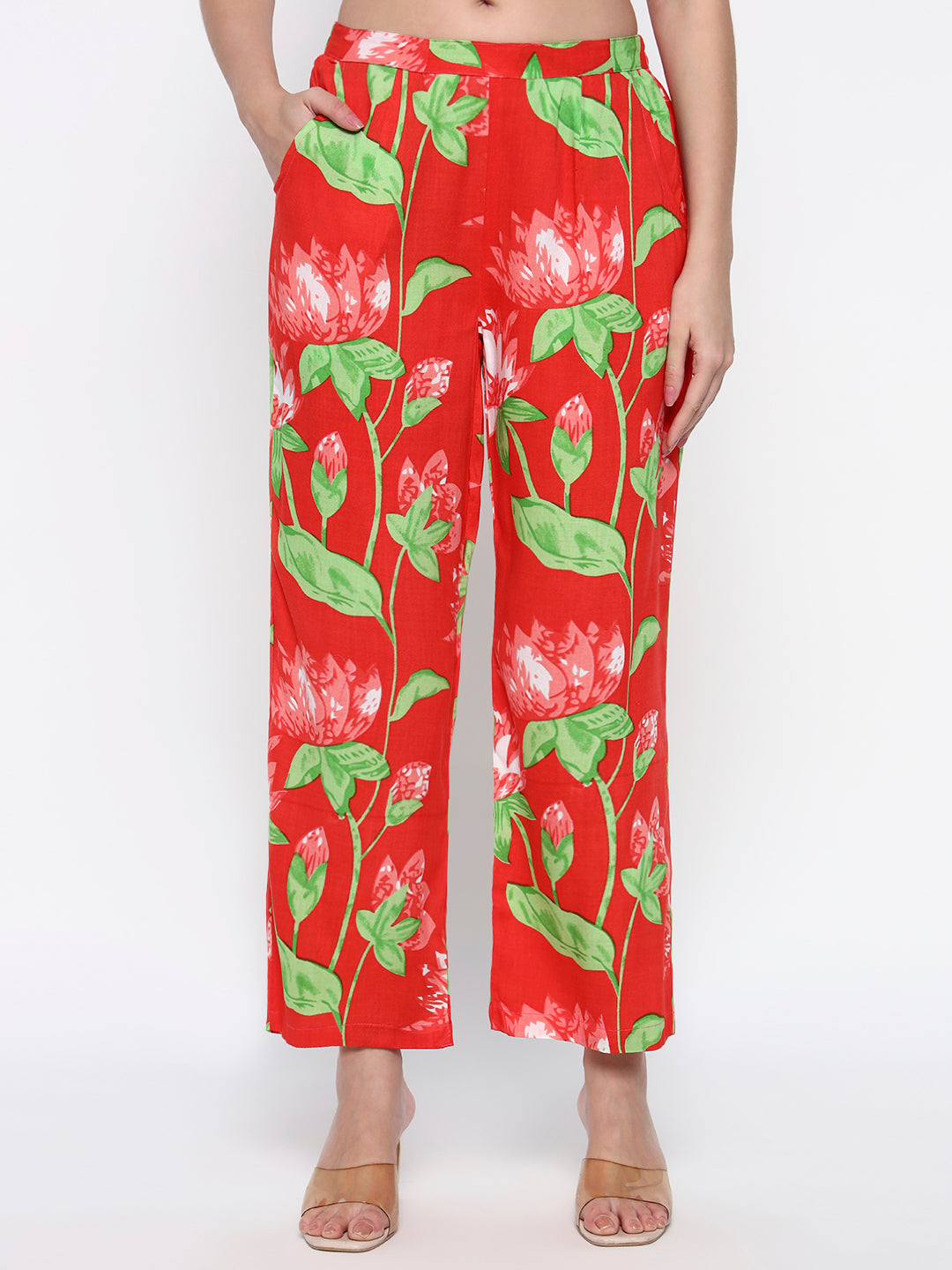 Pink Floral Printed Cotton Blend Co-Ord Set