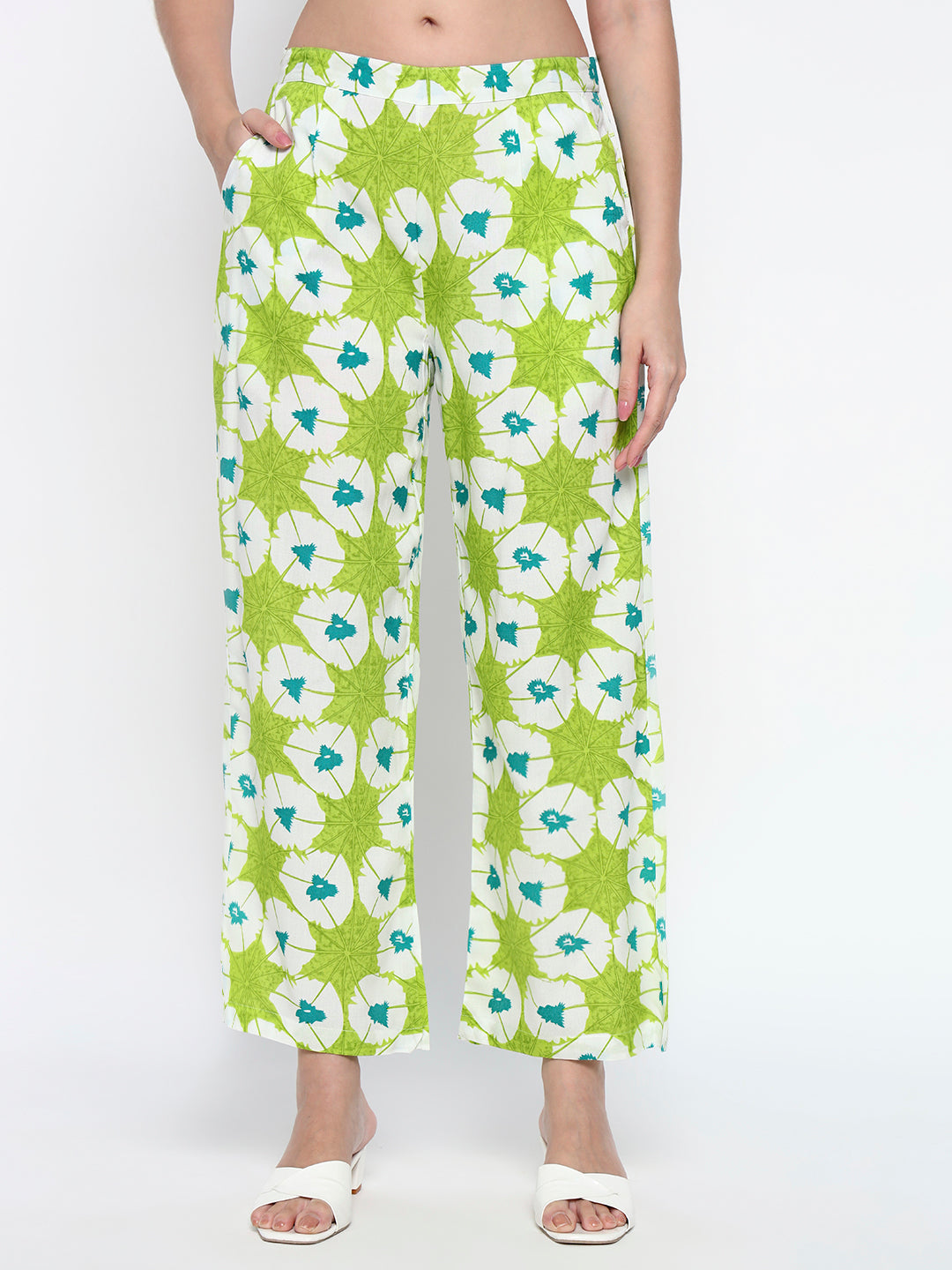 Green Floral Printed Cotton Blend Co-Ord Set (Copy)