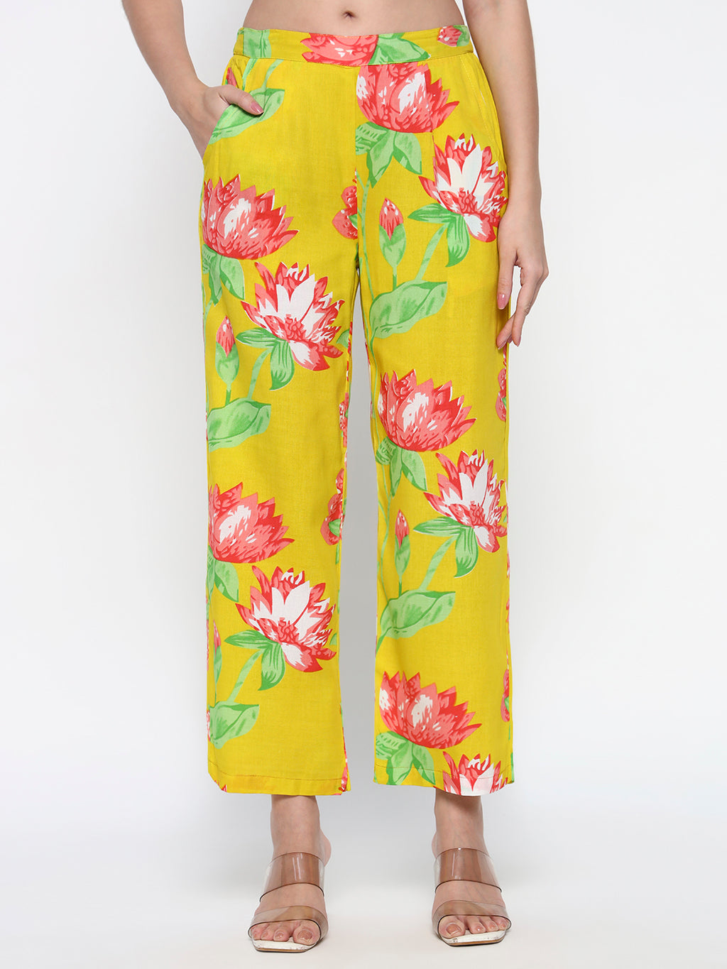 Yellow Floral Printed Cotton Blend Co-Ord Set (Copy)