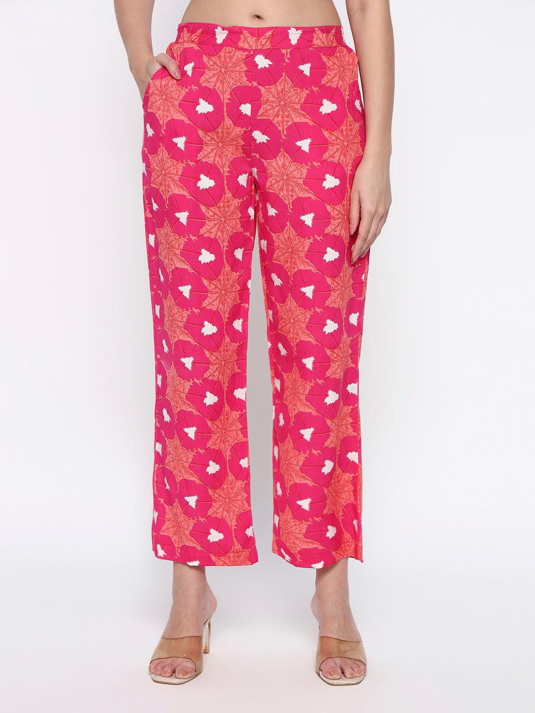Red Floral Printed Cotton Blend Co-Ord Set