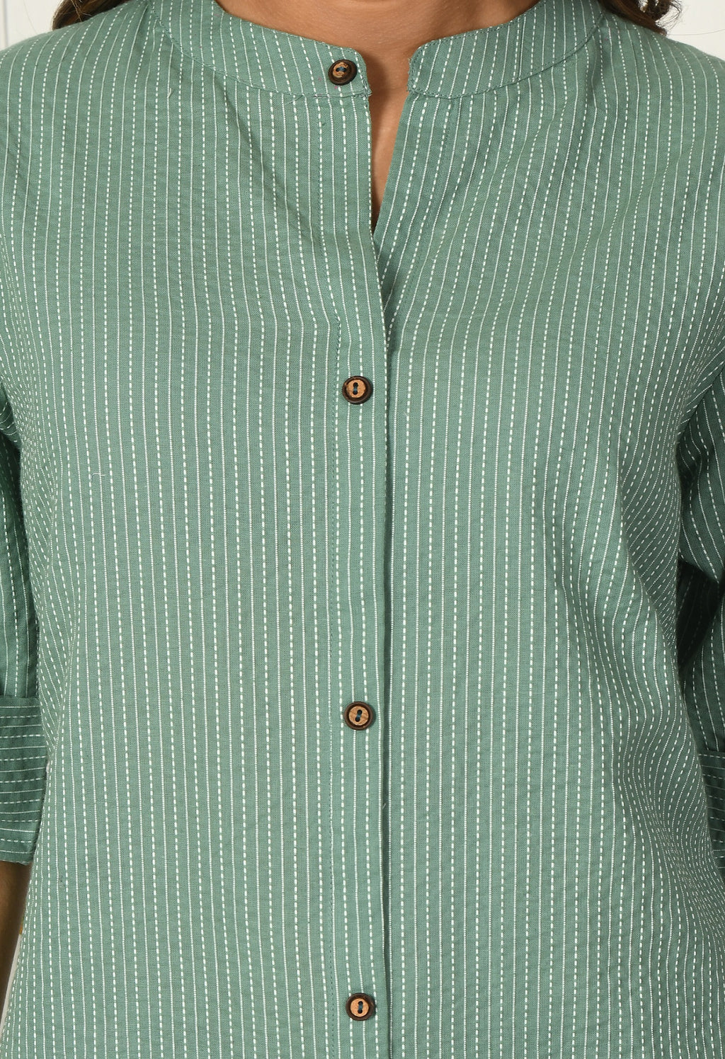 Green Solid cotton Katha fabric A-Line Kurta Pant Set (Copy)