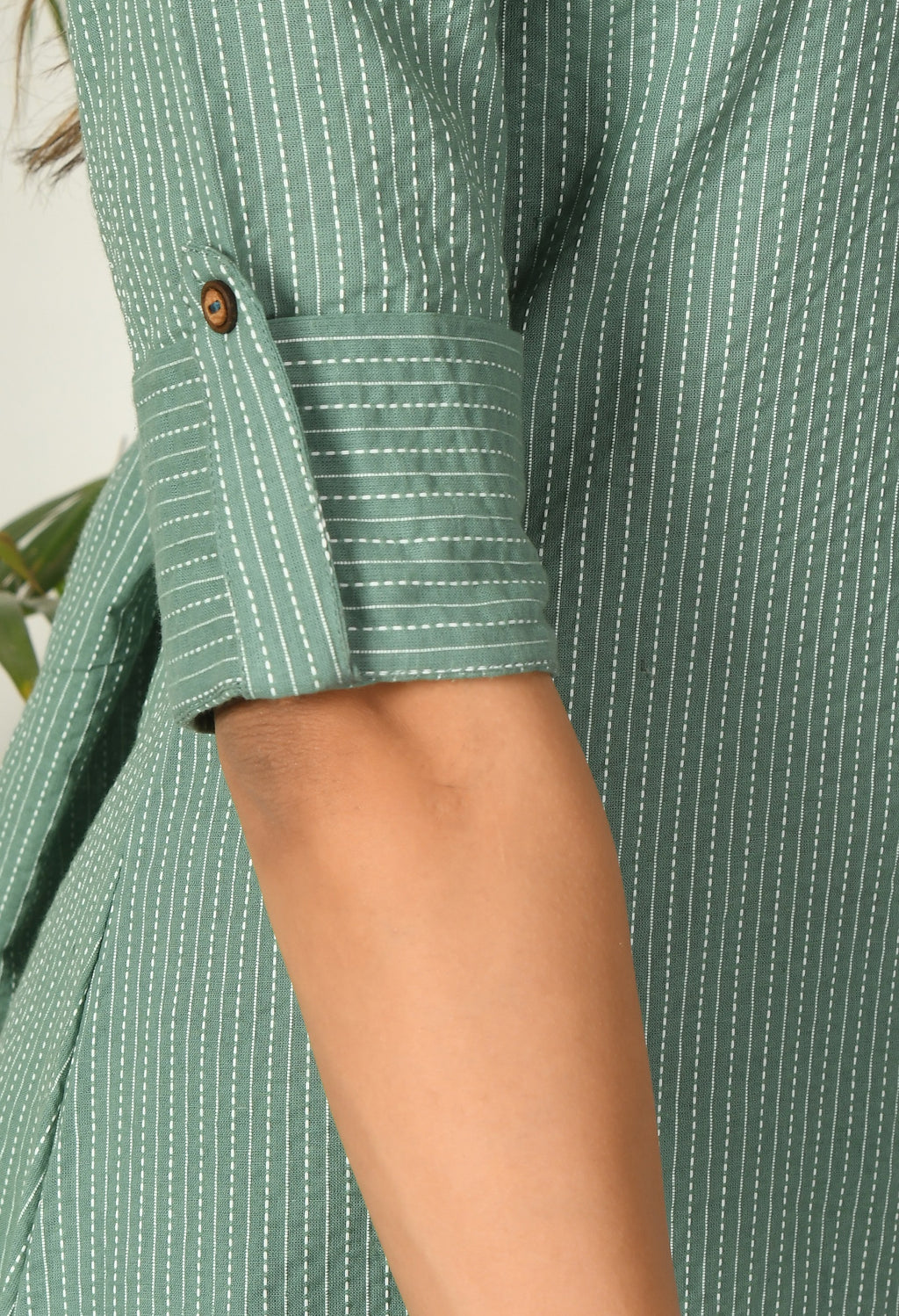 Green Solid cotton Katha fabric A-Line Kurta Pant Set (Copy)