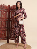 Maroon Rayon Foil Printed A-Line Kurta Pant Set (Copy)
