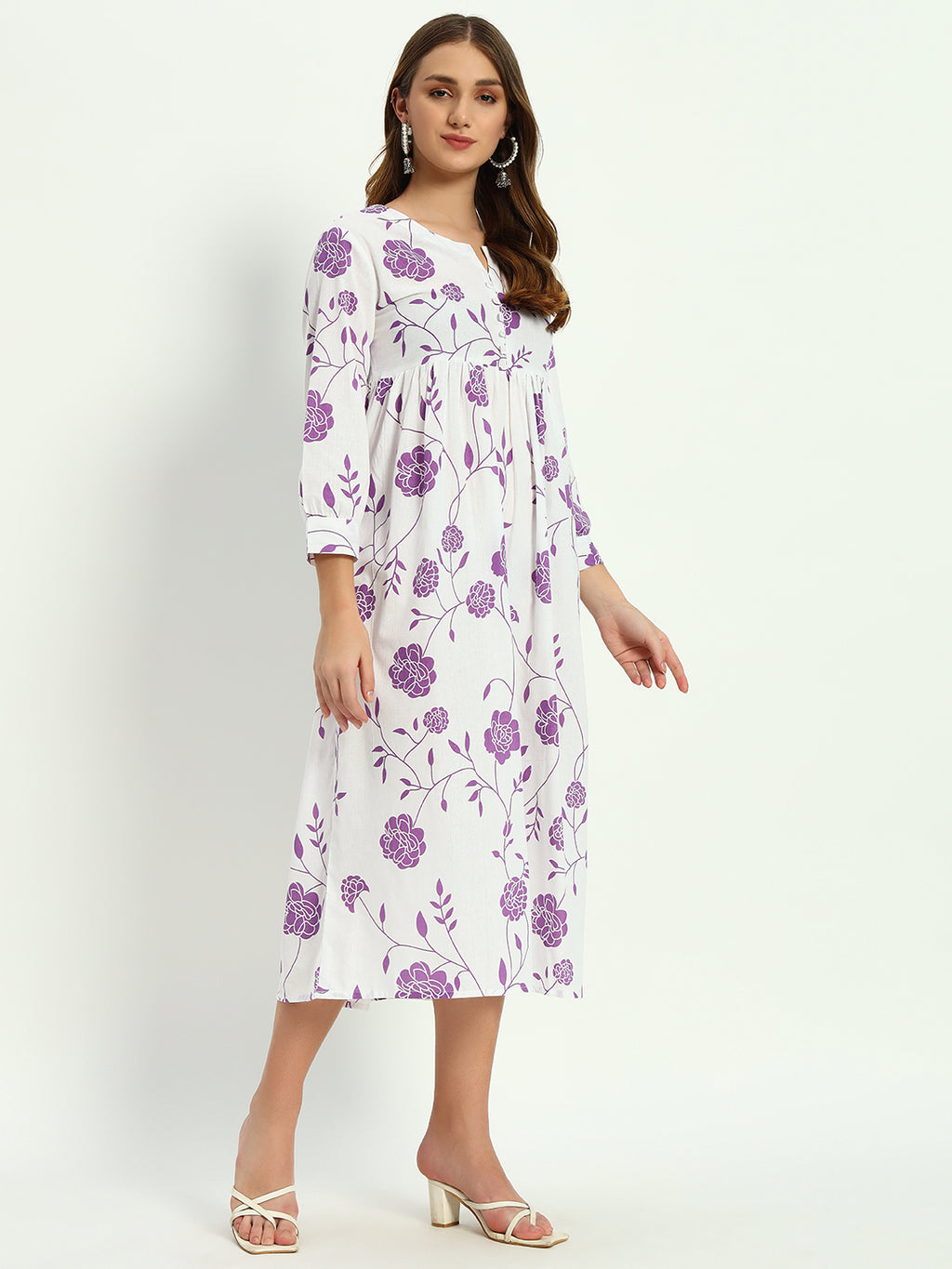 Ethnic Motifs Floral Printed Tiered Fit & Flare Ethnic Dress