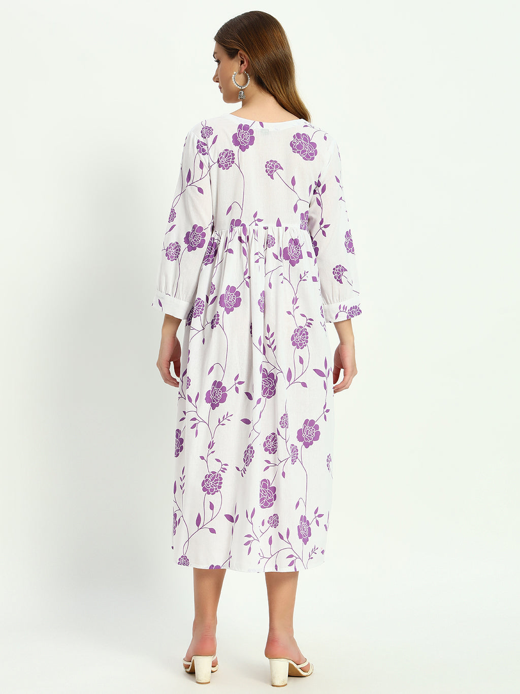 Ethnic Motifs Floral Printed Tiered Fit & Flare Ethnic Dress