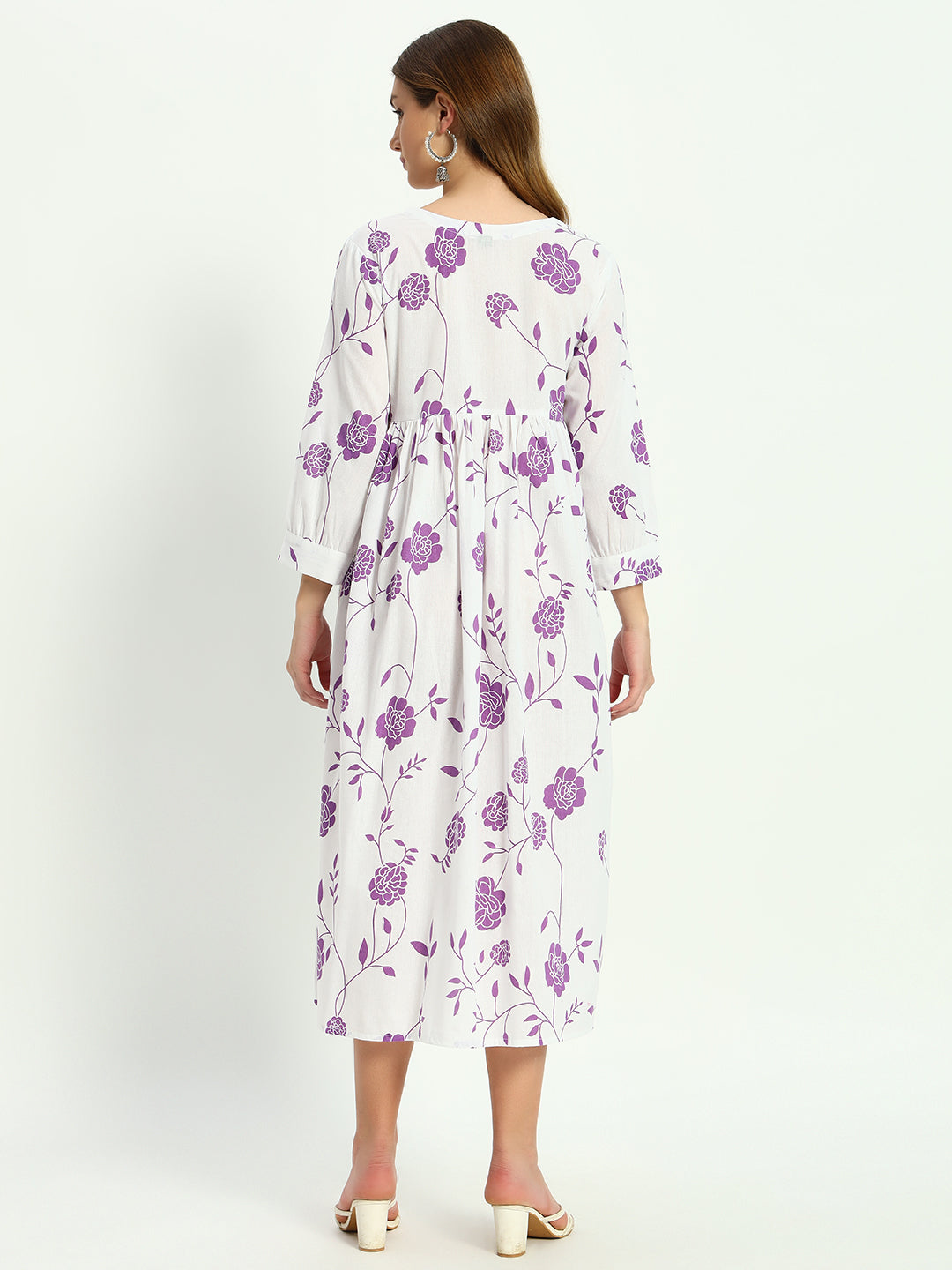Ethnic Motifs Floral Printed Tiered Fit & Flare Ethnic Dress