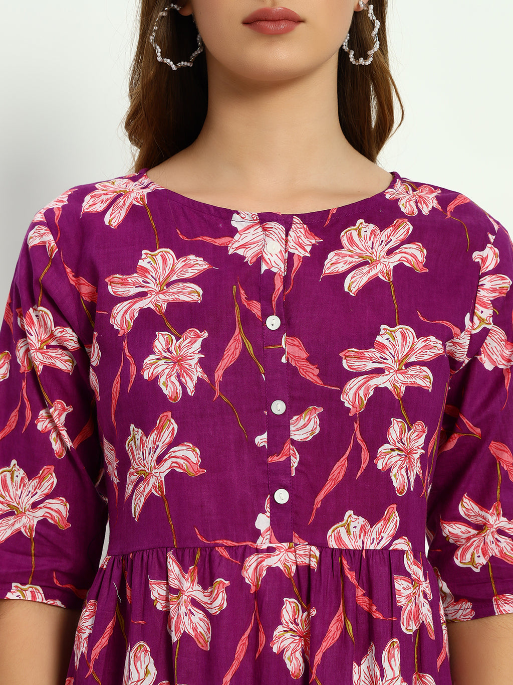 Ethnic Motifs Floral Printed Tiered Fit & Flare Ethnic Dress