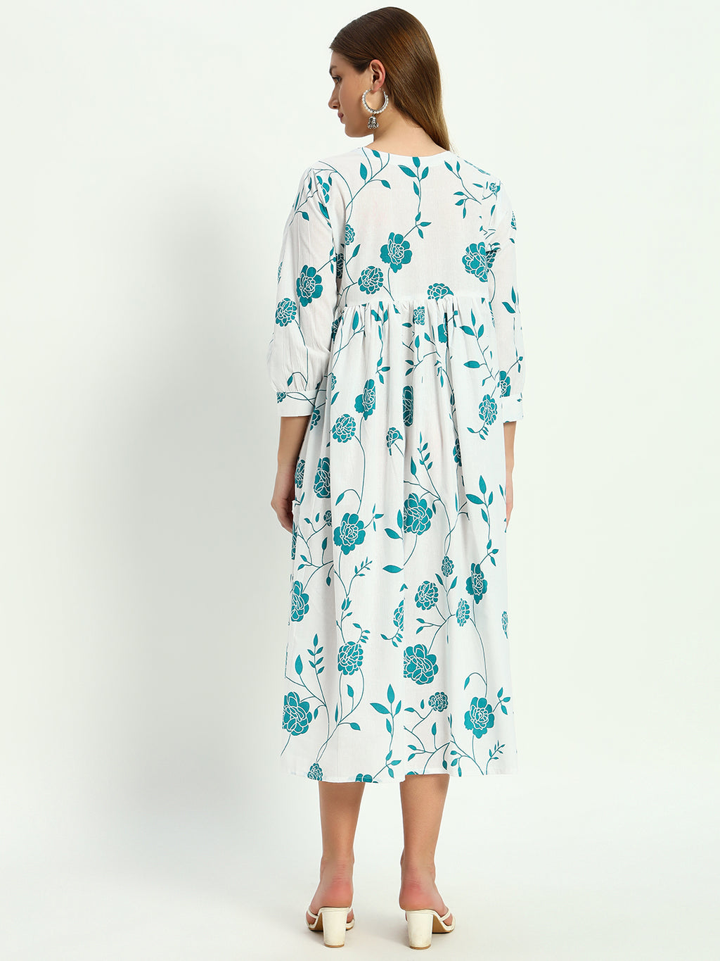 Ethnic Motifs Floral Printed Tiered Fit & Flare Ethnic Dress