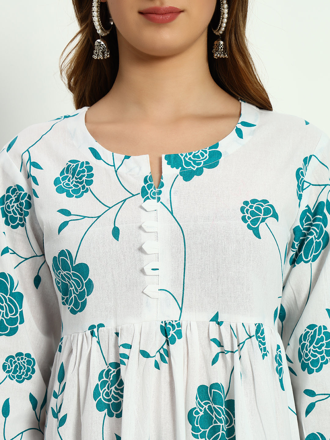 Ethnic Motifs Floral Printed Tiered Fit & Flare Ethnic Dress